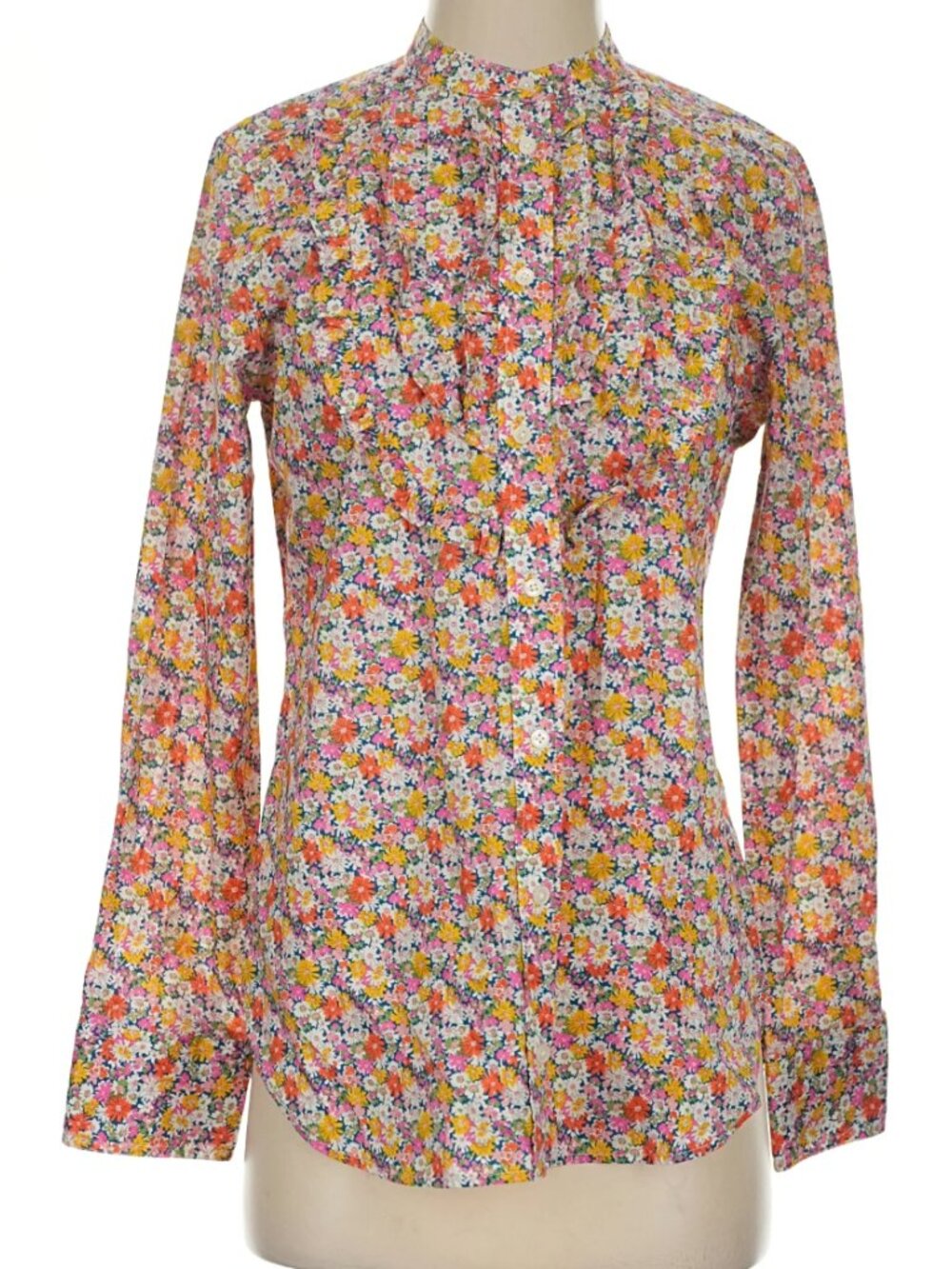 J.Crew Band-collar ruffle-front shirt in Liberty® Libby floral